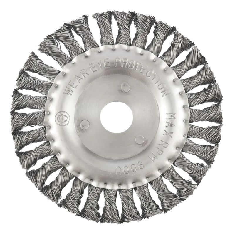 Щетка для УШМ 150 мм, посадка 22.2 мм, плоская, крученая проволока 0.5 мм Matrix