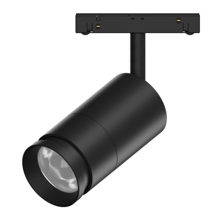 Трековый светодиодный точечный светильник 15W, CRI90, 4000К, угол 15°-50°, IP20, NO DIM, 48В, чёрный