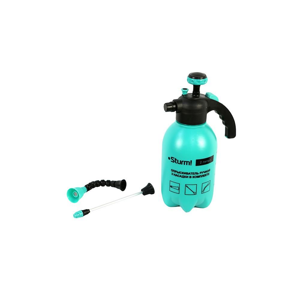 Опрыскиватель ручной 2 л, 3 насадки, с насосом, клапаном сброса давления Sturm!