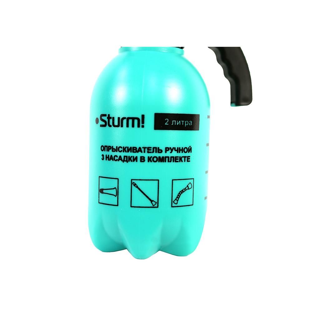 Опрыскиватель ручной 2 л, 3 насадки, с насосом, клапаном сброса давления Sturm! - изображение 3