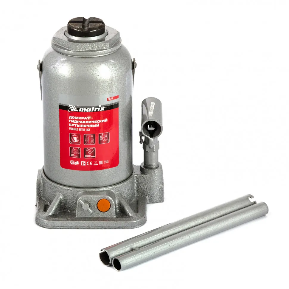 Домкрат гидравлический бутылочный, 20 т, h подъема 244-449 мм Matrix - изображение 2