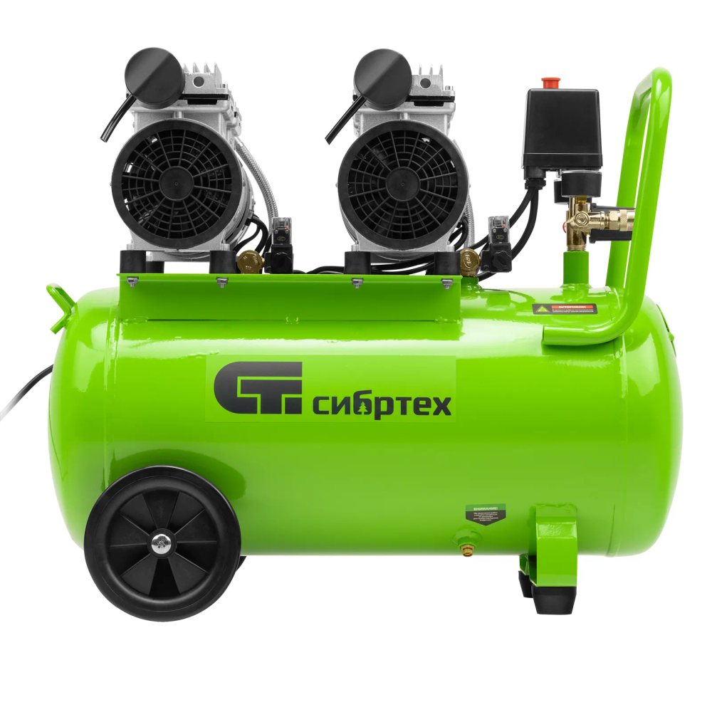 Компрессор безмаслянный малошумный МБ 2000/50, 2000 Вт, 50л, 300 л/мин Сибртех - изображение 2