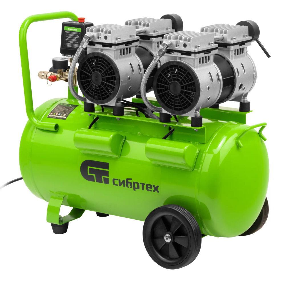 Компрессор безмаслянный малошумный МБ 2000/50, 2000 Вт, 50л, 300 л/мин Сибртех - изображение 6