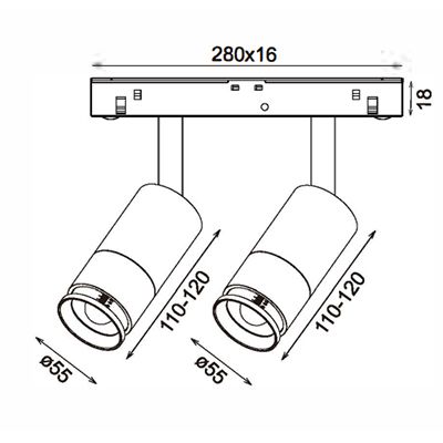 Трековый светодиодный точечный светильник 20W, CRI90, 4000К, угол 15°-60°, IP20, NO DIM, 48B, белый - изображение 2