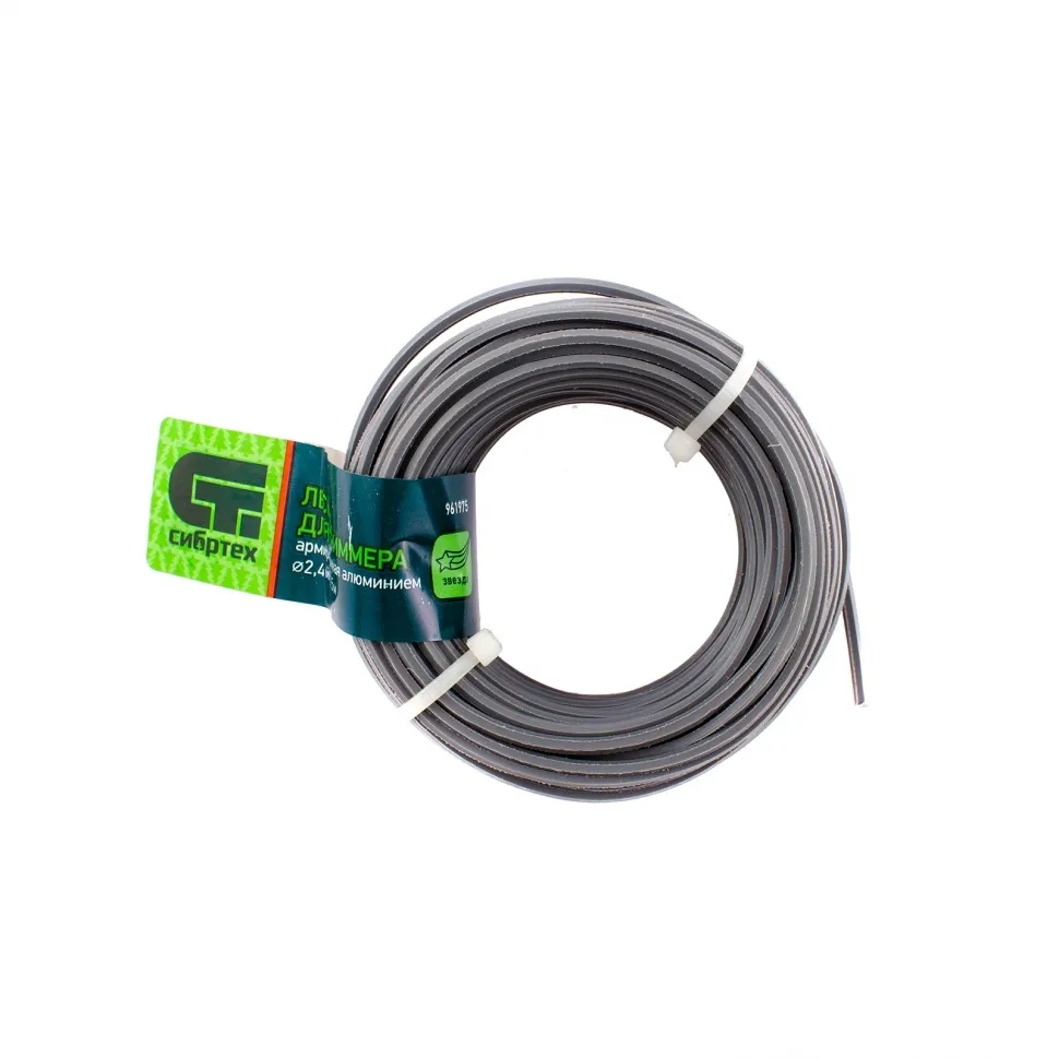 Леска для триммера звезда, армированная алюминием, 2.4 ммх15 м, Россия Сибртех
