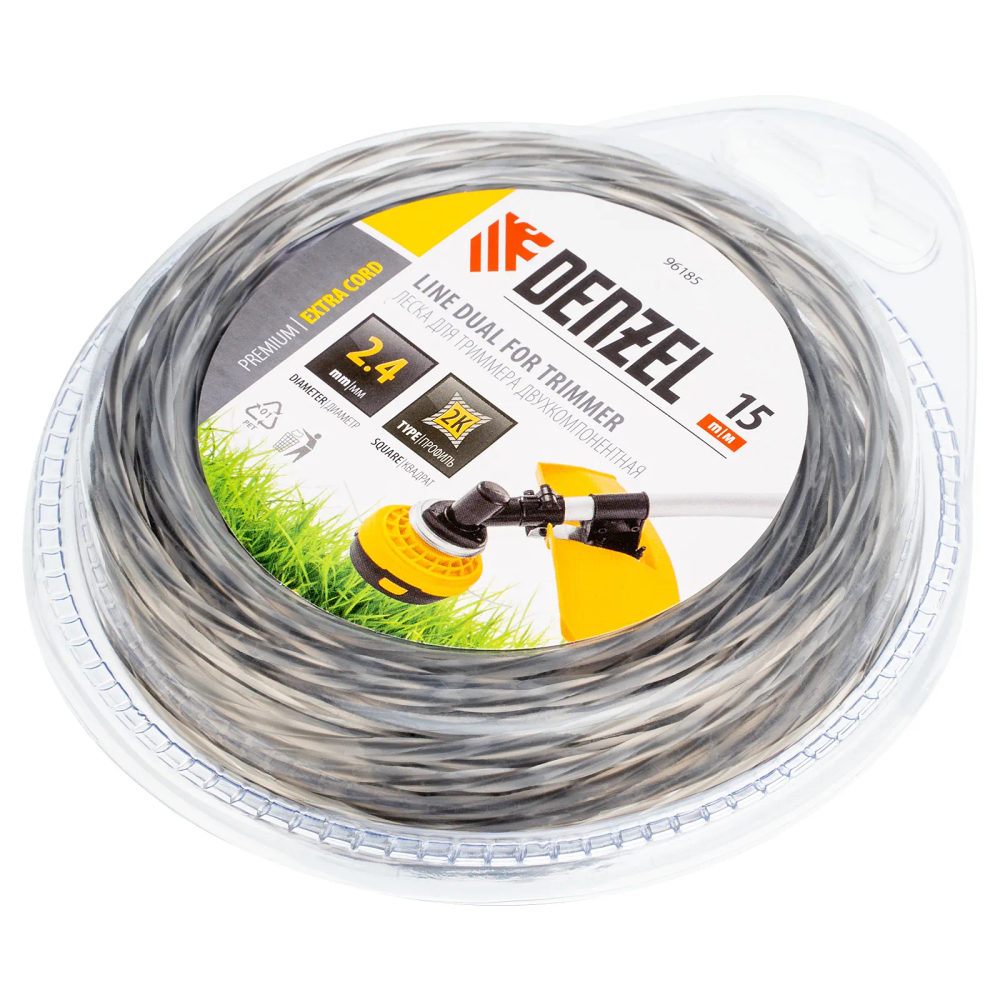 Леска двухкомпонентная для триммера квадратная витая, 2.4 ммх15 м, EXTRA CORD - изображение 2