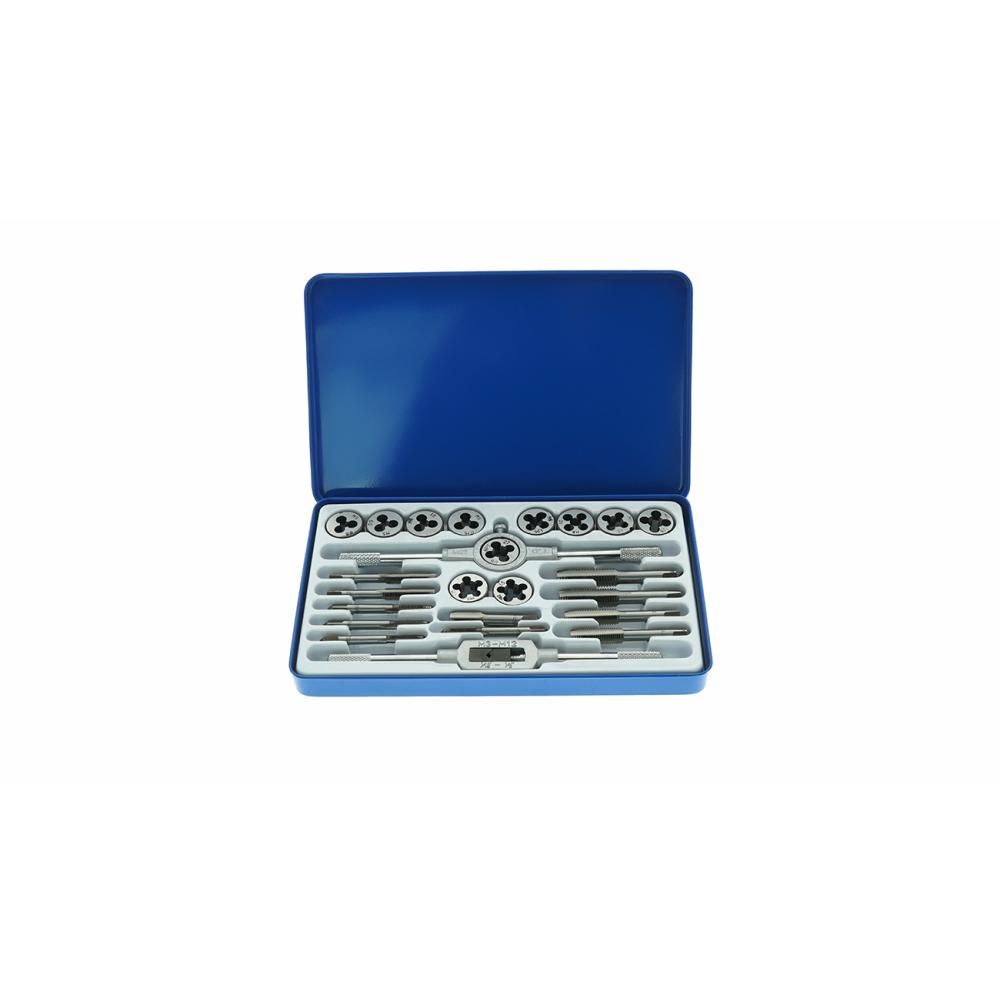 Набор метчиков и плашек для нарезания резьбы, 24 предмета, пластиковый кейс, CrV Sturm!