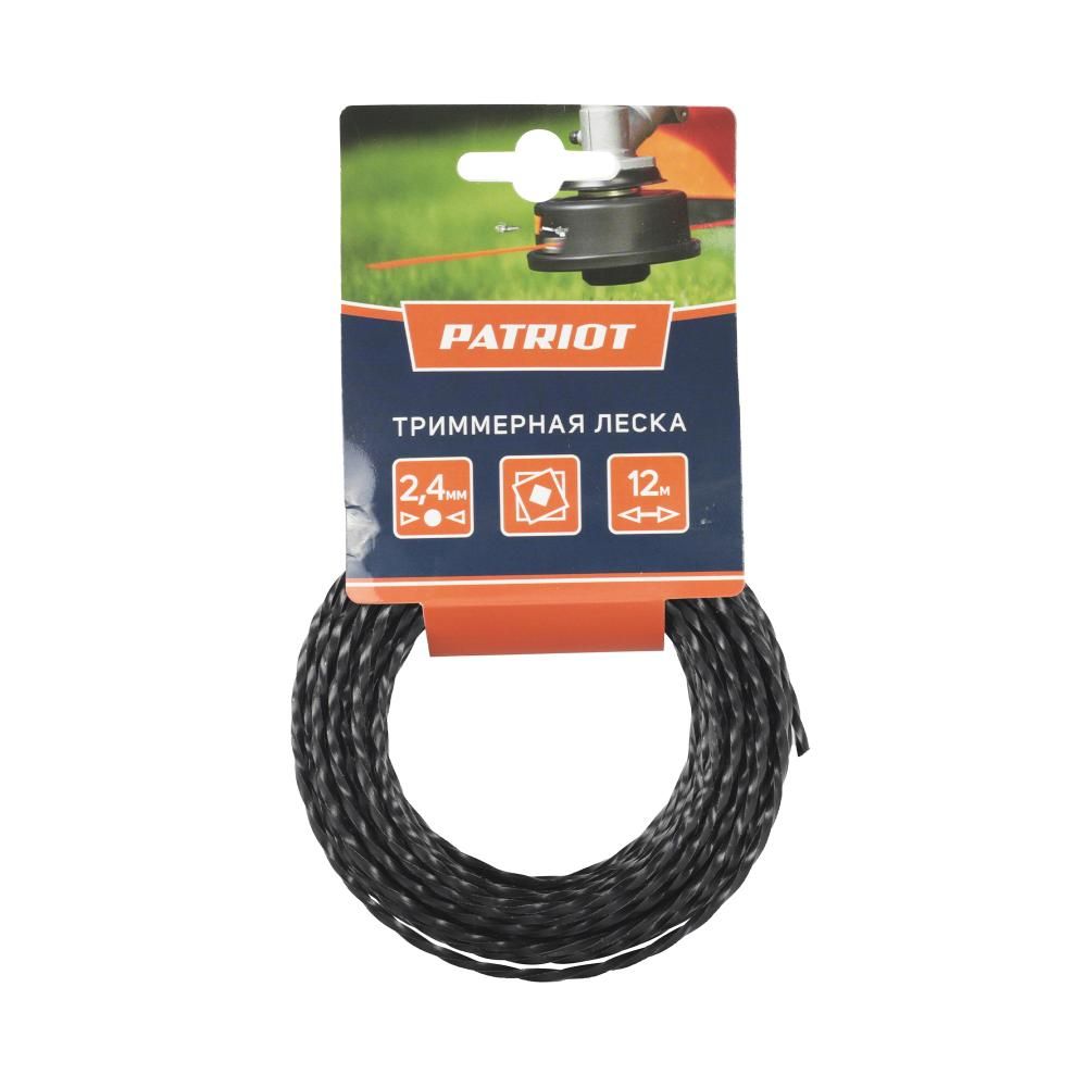 Леска для садового триммера 2,4мм PATRIOT 12м (скрученный квадрат)