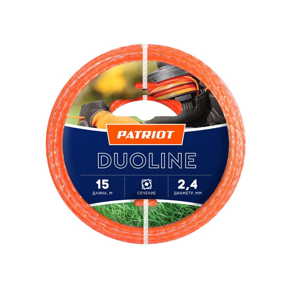 Леска для садового триммера 2,4мм PATRIOT Duoline 15м (скрученный квадрат)