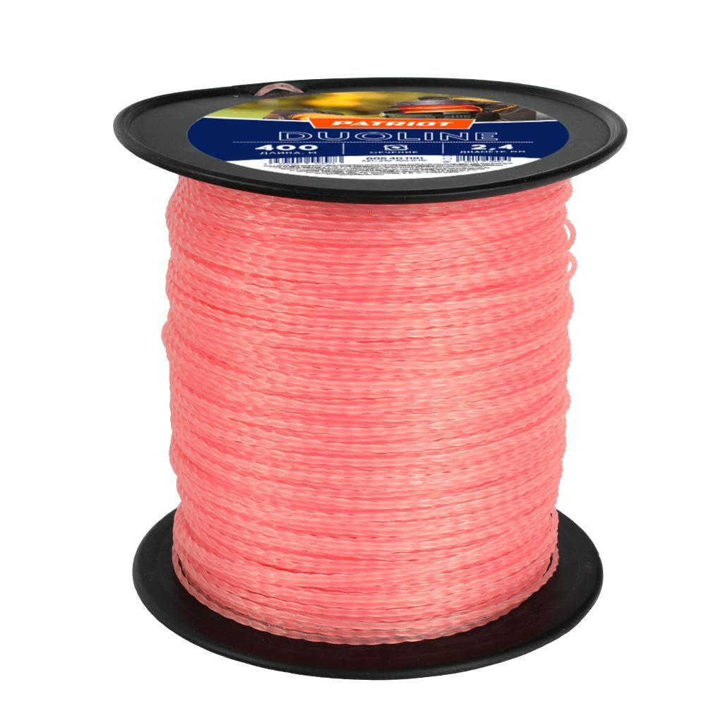 Леска для триммера 2,4мм Patriot Duoline 400м (скрученный квадрат, двухцветная)