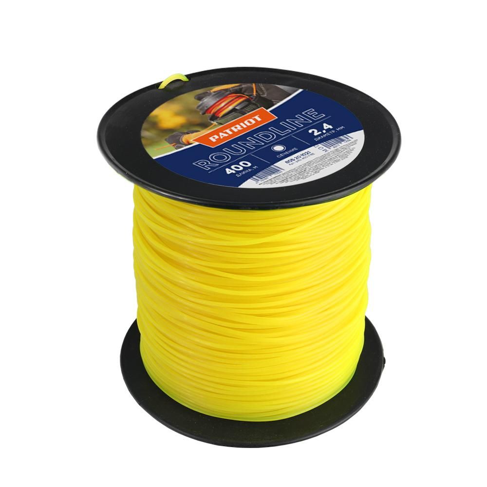Леска для триммера 2,4мм Patriot Roundline 400м (круглая, желтая)