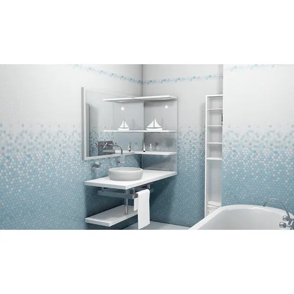 Стеновая панель ПВХ КРОНАПЛАСТ Бризоль 2700x250x8 мм голубой 0.675 м2 - изображение 5