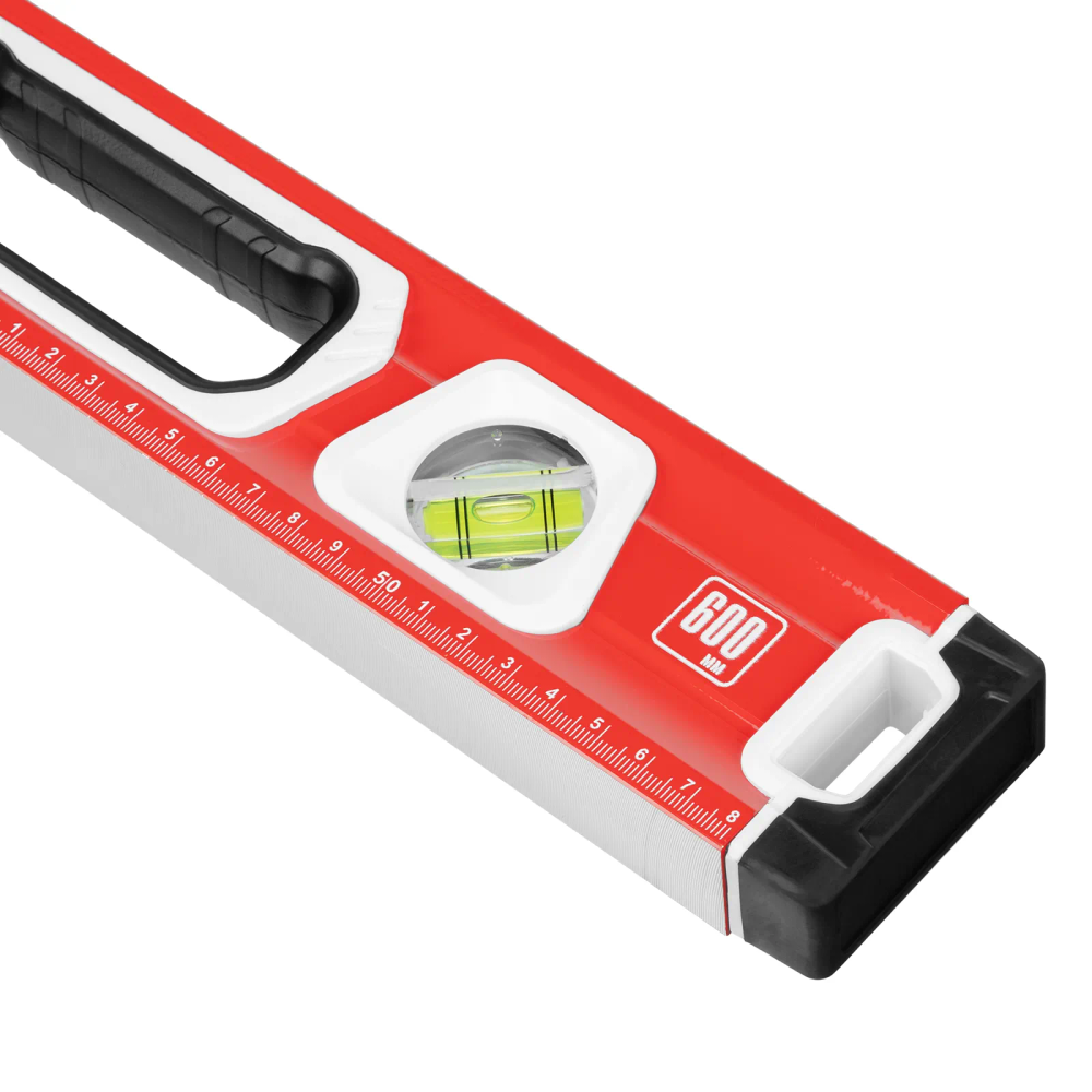 Уровень алюминиевый, магнит, фрезерованный, 3 глазка (1 зеркальный), 2-компонентные рукояти, 600 мм - изображение 4