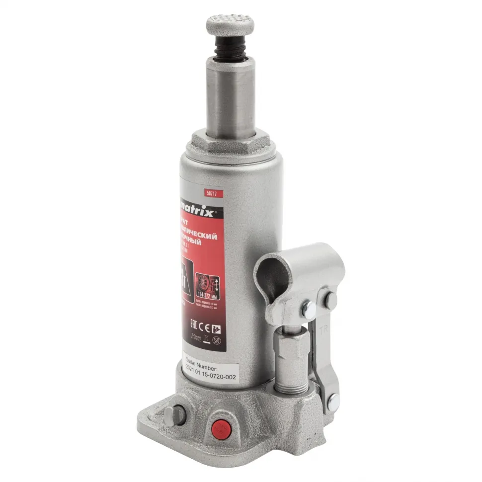 Домкрат гидравлический бутылочный, 3 т, высота подъема 194-372 мм Matrix - изображение 7