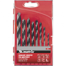 Набор сверл по дереву, 3-4-5-6-7-8-9-10 мм, 8 шт, шестигранный хвостовик, пластиковый кейс, Matrix - изображение 2