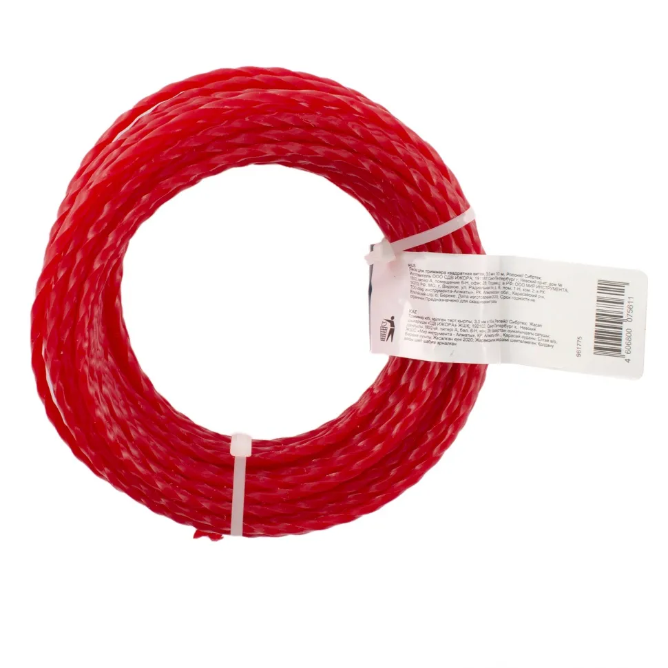 Леска для триммера квадратная витая, 3.0 ммх10 м, Россия Сибртех - изображение 2