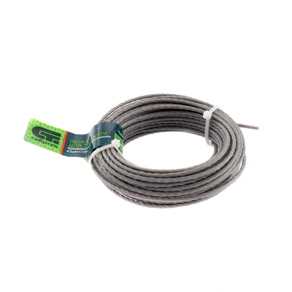 Леска для триммера квадратная витая, армированная алюминием, 3.0 ммх10 м, Россия Сибртех - изображение 3