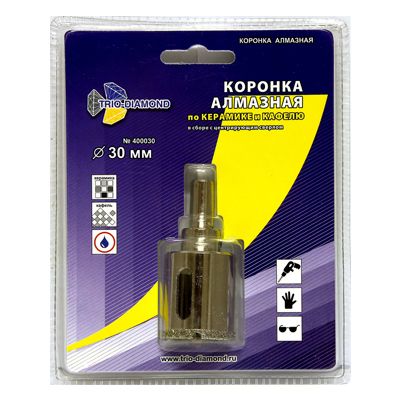 Коронка алмазная по керамике и кафелю с центрирующим сверлом 30 мм - изображение 2