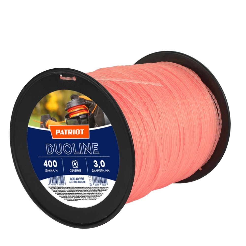 Леска для триммера 3,0мм Patriot Duoline 400м (скрученный квадрат, двухцветная) - изображение 2