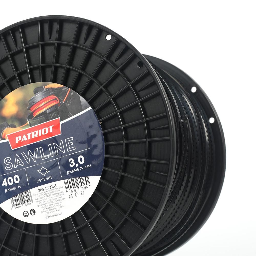 Леска для триммера 3,0мм Patriot Sawline 400м (квадрат, пилообразный профиль, черная) - изображение 2