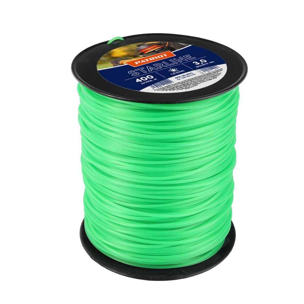 Леска для триммера 3,0мм Patriot Starline 400м (звезда, зеленая)