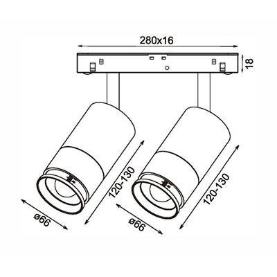 Трековый светодиодный точечный светильник 30W, CRI90, 4000К, угол 15°-50°, IP20, NO DIM, 48B, черный - изображение 2
