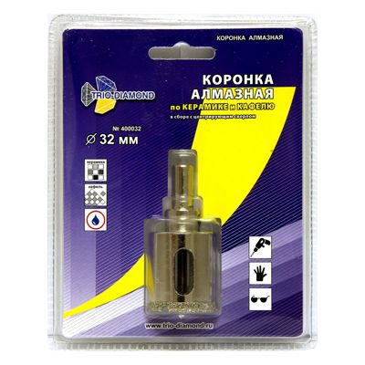 Коронка алмазная по керамике и кафелю с центрирующим сверлом 32 мм - изображение 2
