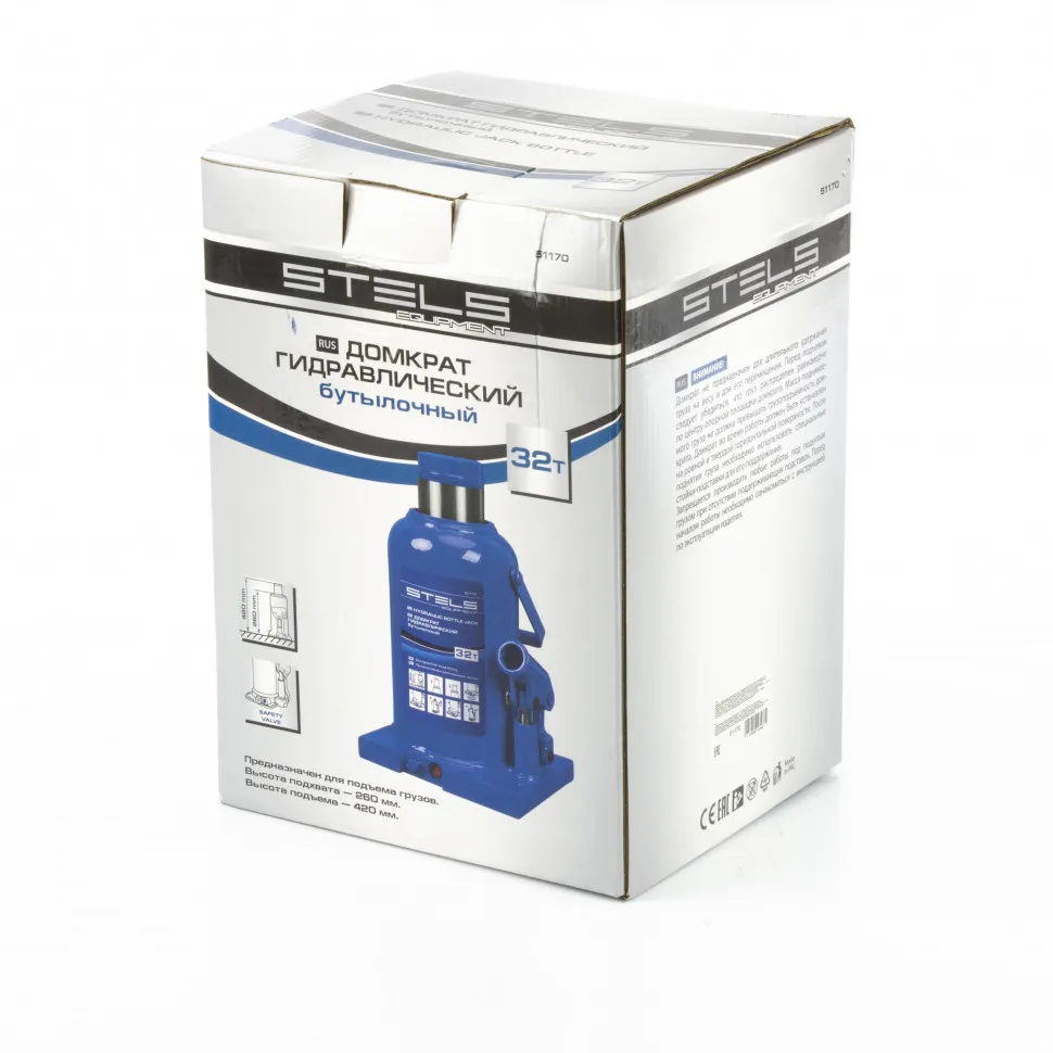 Домкрат гидравлический бутылочный, 32 т, h подъема 260-420 мм Stels - изображение 3