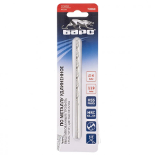 Сверло спиральное по металлу, 4 х 119 мм, Р6М5, удлиненное Барс - изображение 4