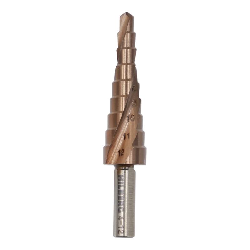 Сверло ступенчатое по металлу 4-12мм (9ступ) Hilberg (Р6М5) HSS-COBALT, ST0412