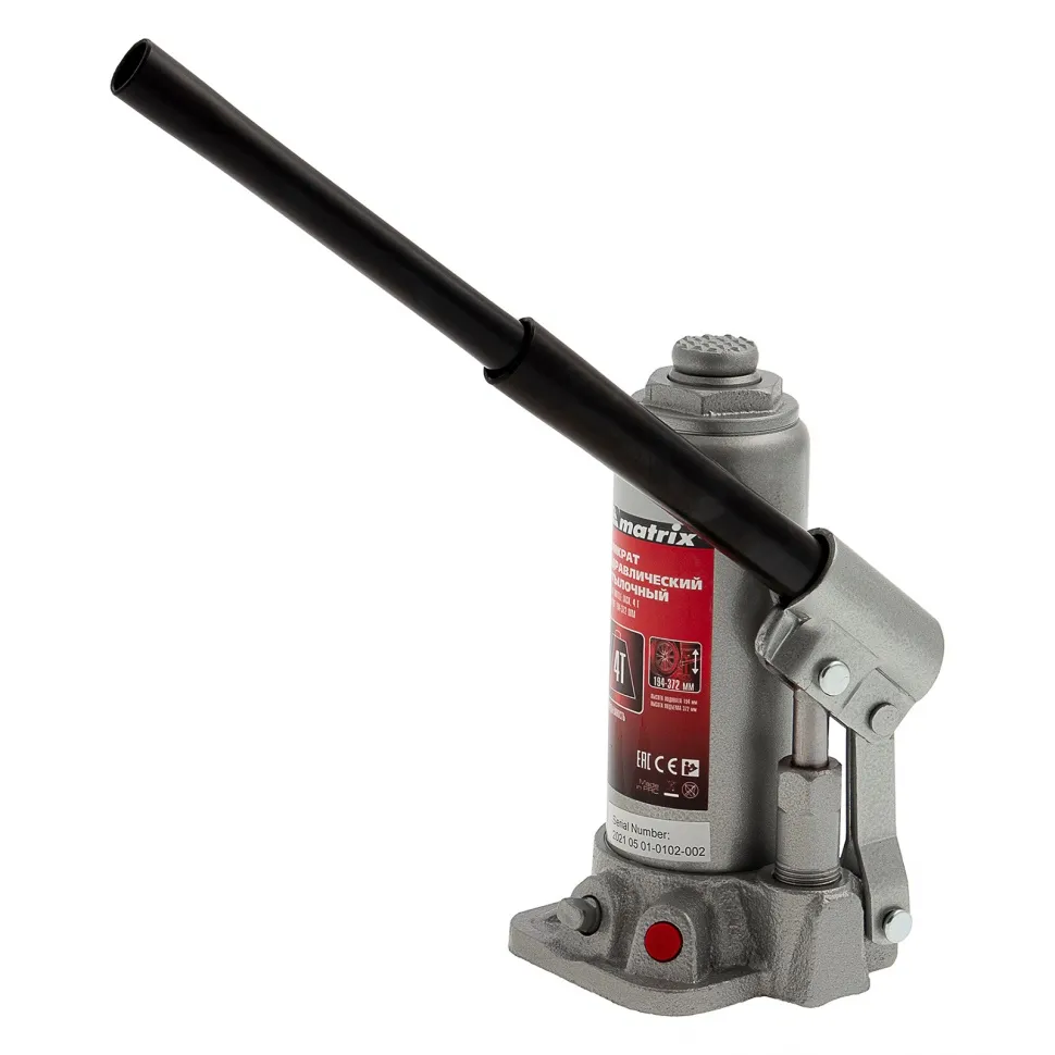 Домкрат гидравлический бутылочный, 4 т, высота подъема 194-372 мм, в пластиковый кейсе Matrix - изображение 10