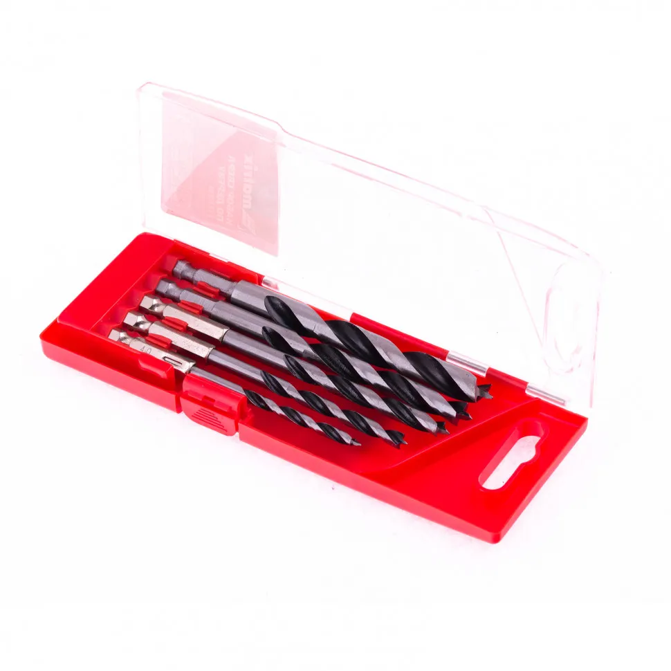 Набор сверл по дереву, 4-5-6-8-10 мм, 5 шт, шестигранный хвостовик, пластиковый кейс, Matrix - изображение 3