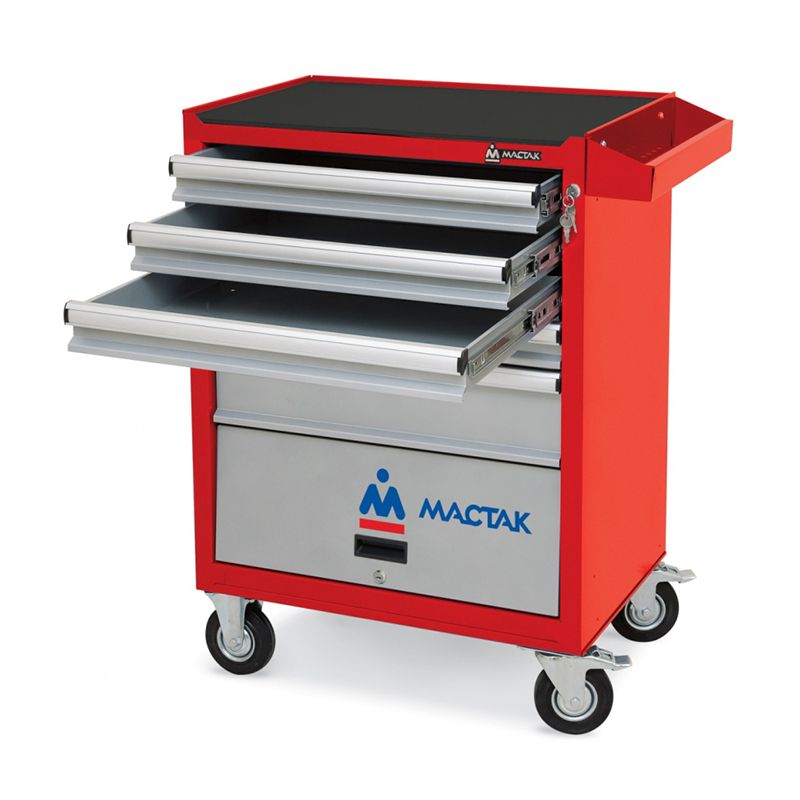 Тележка инструментальная МАСТАК, 5 полок и отсек, ОПТИМА, красная - изображение 2