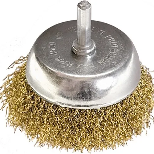 Щетка для дрели, 50 мм, чашка со шпилькой, латунированная витая проволока Matrix - изображение 2