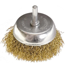Щетка для дрели, 50 мм, чашка со шпилькой, латунированная витая проволока Matrix - изображение 3