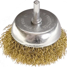 Щетка для дрели, 50 мм, чашка со шпилькой, латунированная витая проволока Matrix - изображение 4