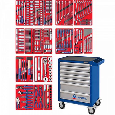 Набор инструментов МАСТАК ПРОФИ 52-06299B в синей тележке, 299 предметов - изображение 9