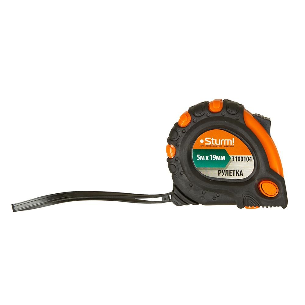 Рулетка 5x19мм, 3 кнопки стопа, двухсторонняя, магнит на зацепе, Sturm! 3100104 - изображение 3