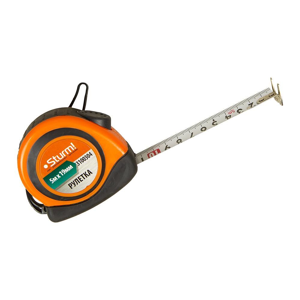 Рулетка 5x19мм, автостоп, двухсторонняя шкала, магнит на зацепе, Sturm! 3100304 - изображение 2