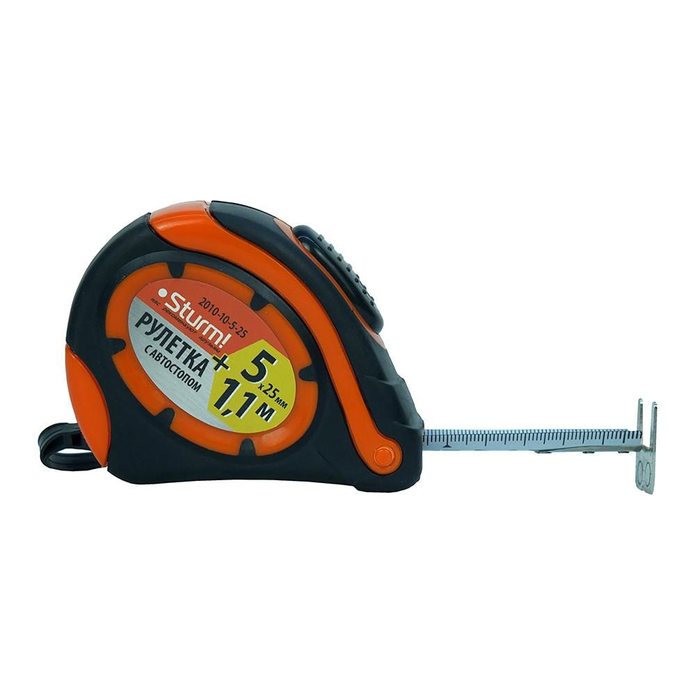 Рулетка 5x25мм (+1м беспл),автостоп, двухстороннее полотно, магнит, Sturm! 2010-10-5-25 - изображение 3