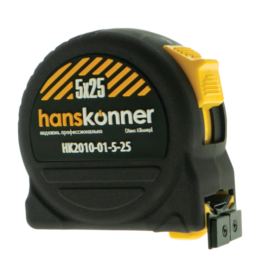 Рулетка 5x25мм, 2 стопа, корпус SoftTouch, супермощный магнит, Hanskonner - изображение 3
