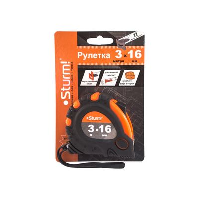 Рулетка 5x25мм, 3 кнопки стопа, двухсторонняя, магнит на зацепе, Sturm! 3100102 - изображение 9