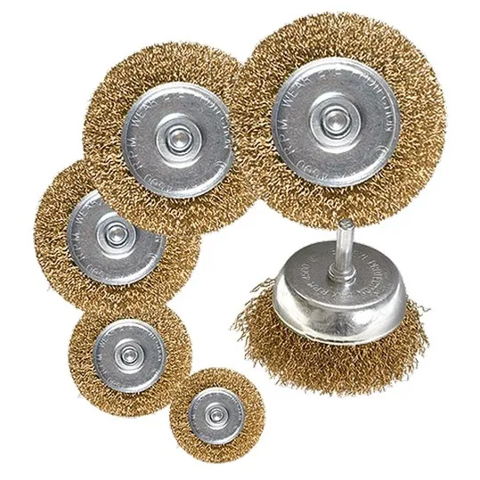 Набор щеток для дрели, 6 шт, 5 плоских 40-50-65-75-100 мм + 1 чашка 50 мм, со шпильками Matrix
