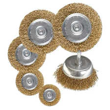 Набор щеток для дрели, 6 шт, 5 плоских 40-50-65-75-100 мм + 1 чашка 50 мм, со шпильками Matrix - изображение 2