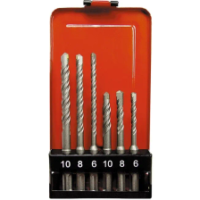 Набор буров по бетону, 6-8-10х110.6-8-10х160 мм, 6 шт, в пластиковой коробке, SDS Plus Matrix - изображение 3