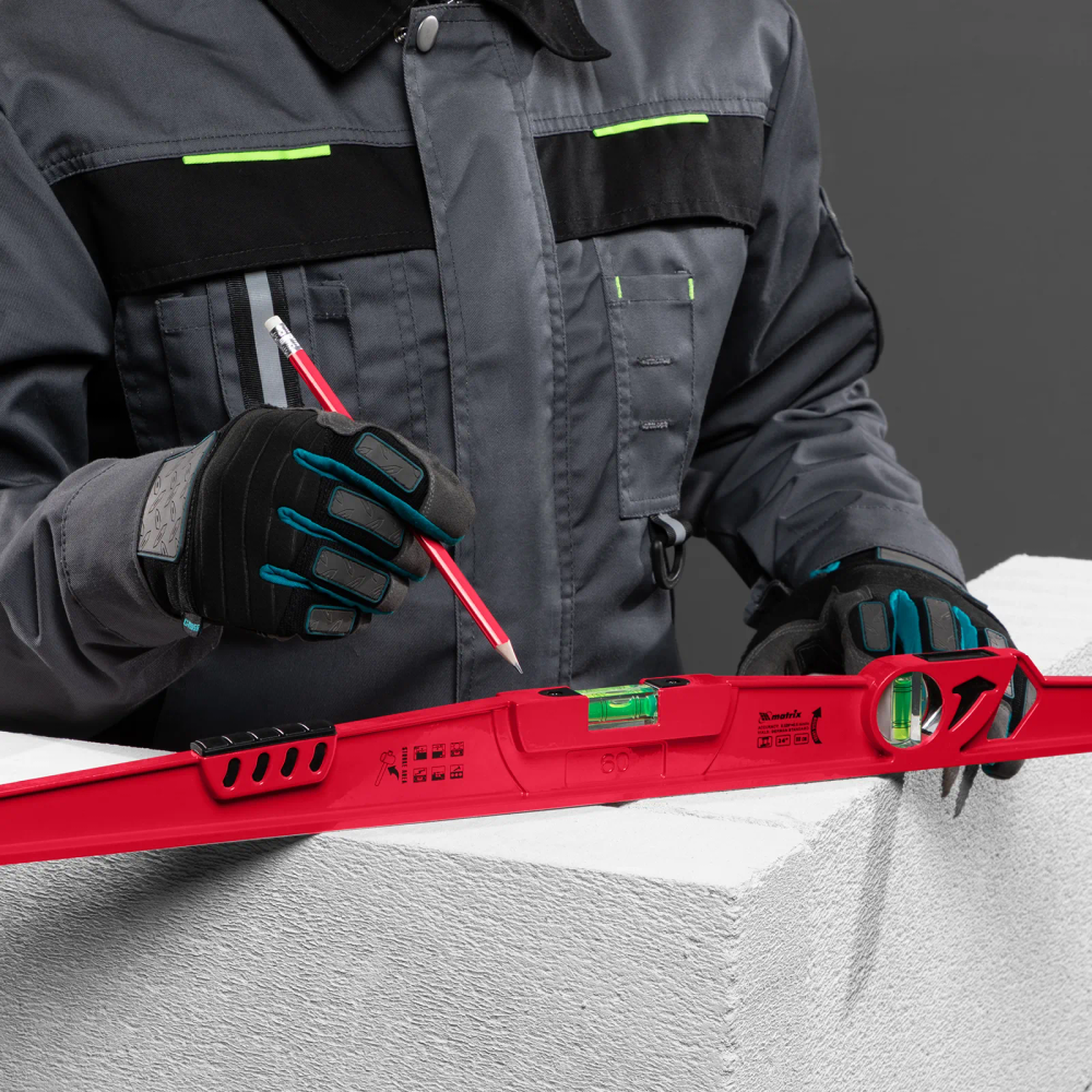 Уровень алюминиевый, 600 мм, литой, 2 глазка (1 фронтальный), ударная площадка Matrix - изображение 6