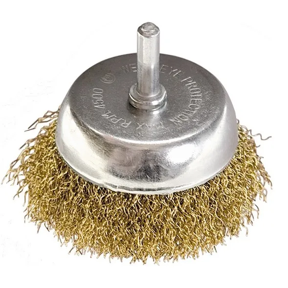 Щетка для дрели, 65 мм, чашка со шпилькой, латунированная витая проволока Matrix