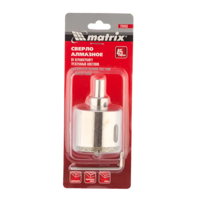 Сверло алмазное по керамограниту, 68х67 мм, трехгранный хвостовик Matrix - изображение 11