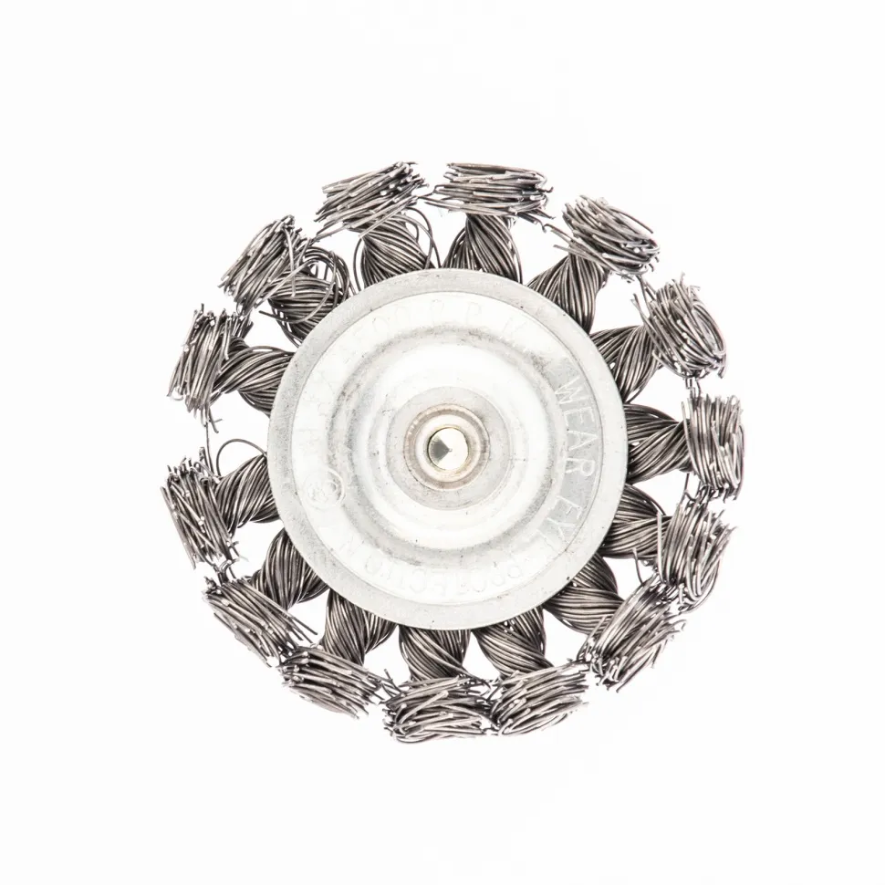 Щетка для дрели, 75 мм, плоская со шпилькой, крученая металлическая проволока 0.5 мм Сибртех - изображение 2
