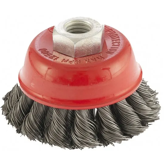 Щетка для УШМ, 75 мм, М14, чашка, двухрядная, крученая проволока 0.5 мм Matrix